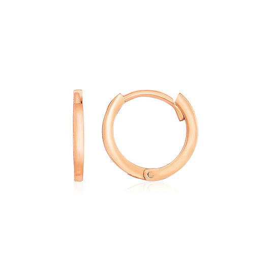 14k Rose Gold Petite Polished Round Hoop Earrings-Teresa&#39;s Fashionista LLC