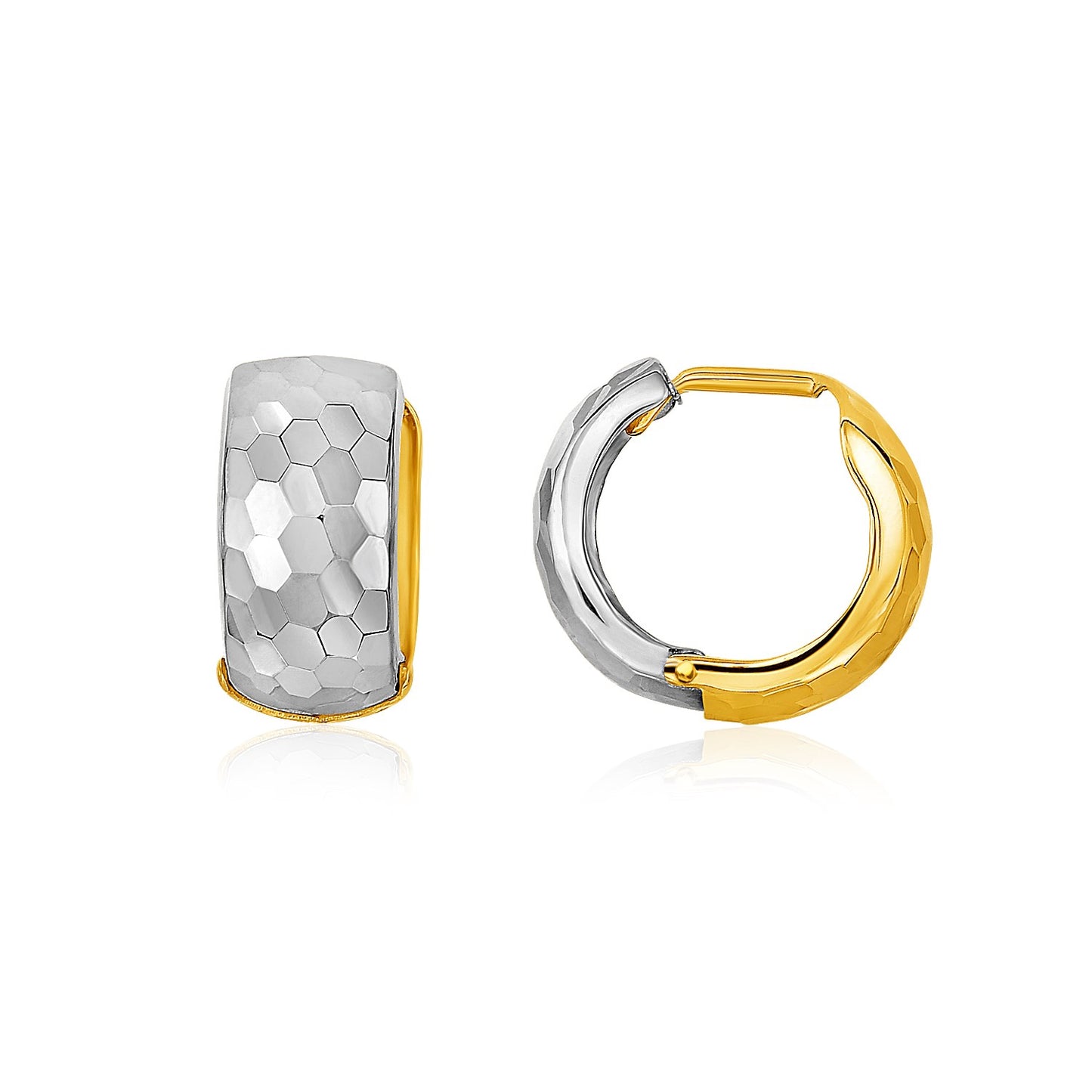 14k Two-Tone Gold Diamond Cut and Interlaced Style Hoop Earrings-Teresa&#39;s Fashionista LLC