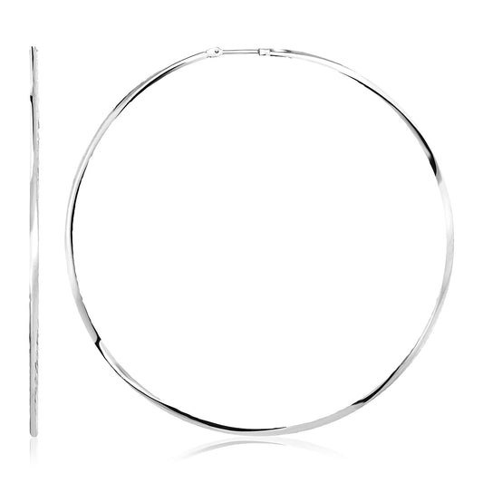 Sterling Silver Large Polished Round Hoop Earrings-Teresa&#39;s Fashionista LLC