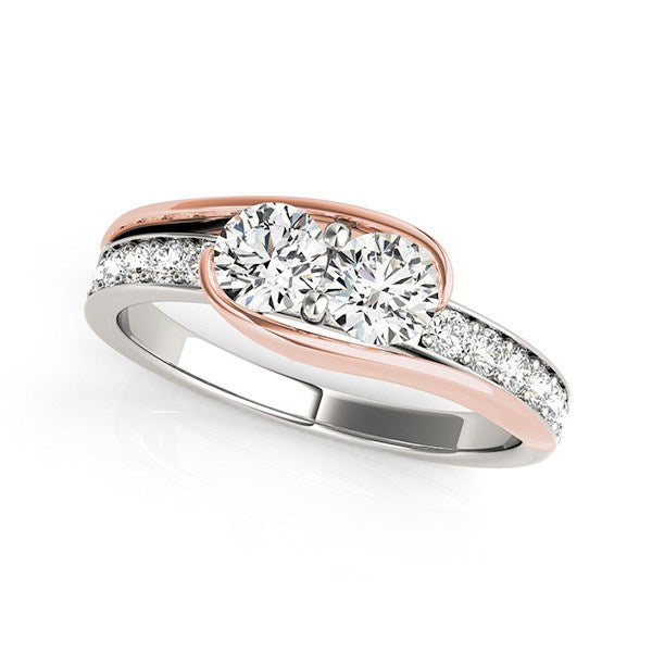 Two Stone Diamond Ring in 14k White And Rose Gold (3/4 cttw)-Teresa&#39;s Fashionista LLC