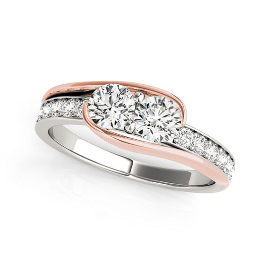 Two Stone Diamond Ring in 14k White And Rose Gold (3/4 cttw) - Teresa's Fashionista LLC