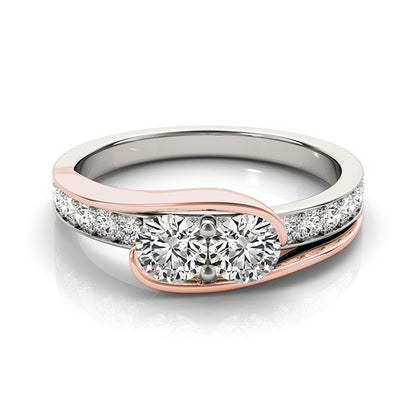 Two Stone Diamond Ring in 14k White And Rose Gold (3/4 cttw)-Teresa&#39;s Fashionista LLC