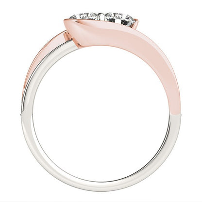 Two Stone Diamond Ring in 14k White And Rose Gold (3/4 cttw)-Teresa&#39;s Fashionista LLC