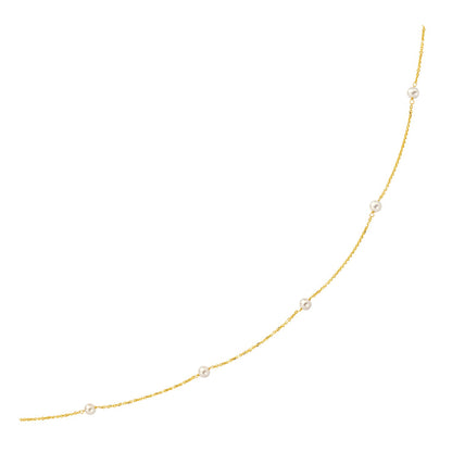 14k Yellow Gold Necklace with White Pearls-Teresa&#39;s Fashionista LLC