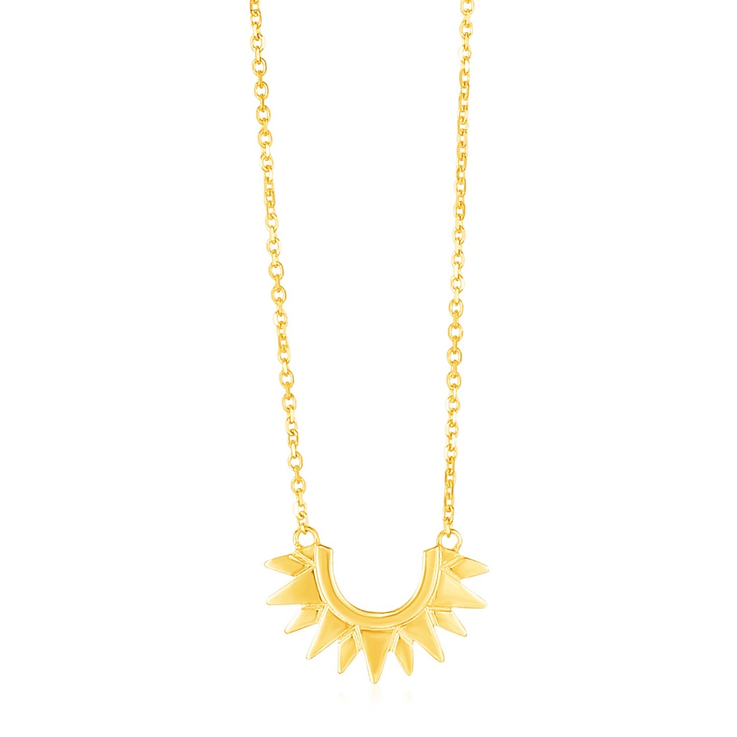 14k Yellow Gold Polished Sunburst Necklace-Teresa&#39;s Fashionista LLC