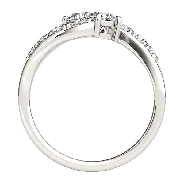 14k White Gold Two Stone Overlap Design Diamond Ring (1 cttw)-Teresa&#39;s Fashionista LLC