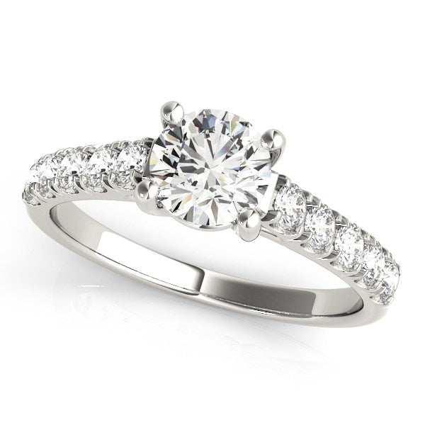 14k White Gold Round Trellis Setting Diamond Engagement Ring (1 cttw)-Teresa&#39;s Fashionista LLC