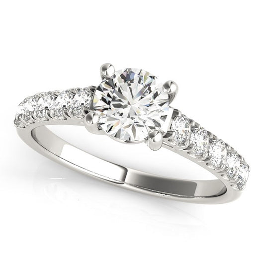 14k White Gold Round Trellis Setting Diamond Engagement Ring (1 cttw) - Teresa's Fashionista LLC