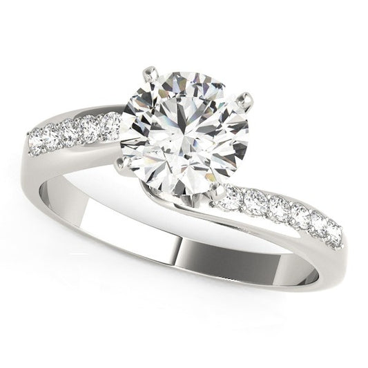14k White Gold Bypass Round Pronged Diamond Engagement Ring (1 5/8 cttw) - Teresa's Fashionista LLC