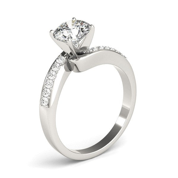 14k White Gold Bypass Round Pronged Diamond Engagement Ring (1 5/8 cttw)-Teresa&#39;s Fashionista LLC