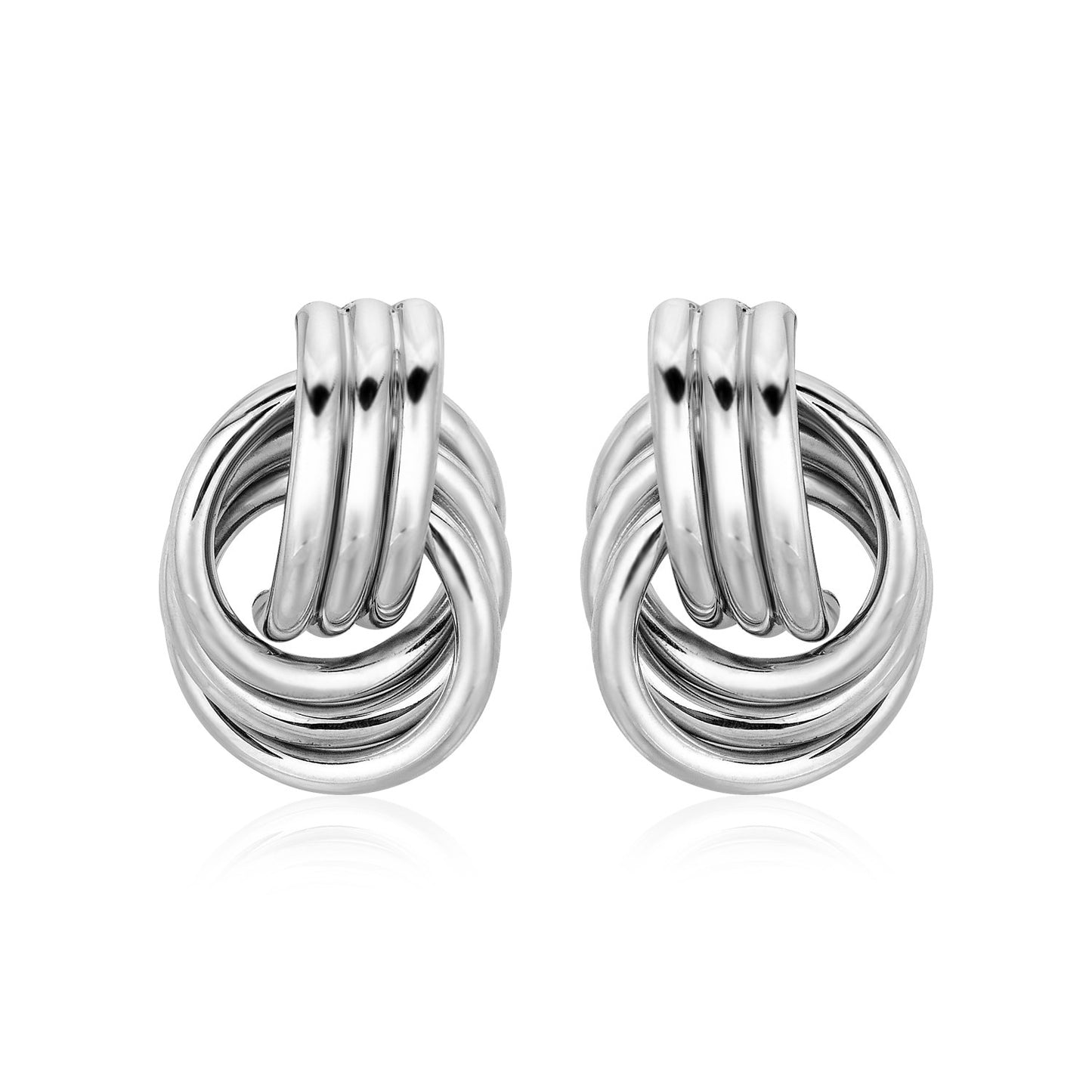 Polished Love Knot Earrings with Interlocking Rings in Sterling Silver-Teresa&#39;s Fashionista LLC