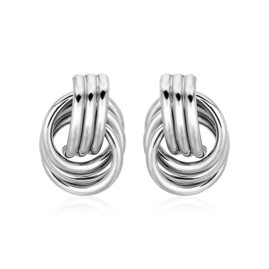 Polished Love Knot Earrings with Interlocking Rings in Sterling Silver-Teresa&#39;s Fashionista LLC