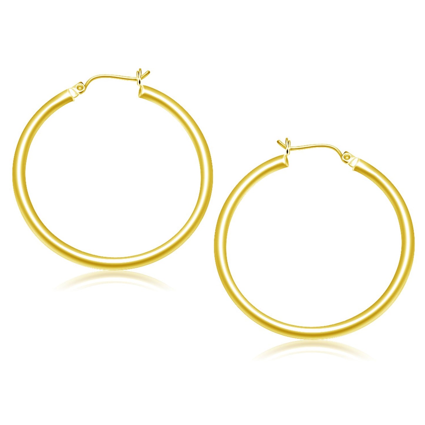 10k Yellow Gold Polished Hoop Earrings (40 mm)-Teresa&#39;s Fashionista LLC