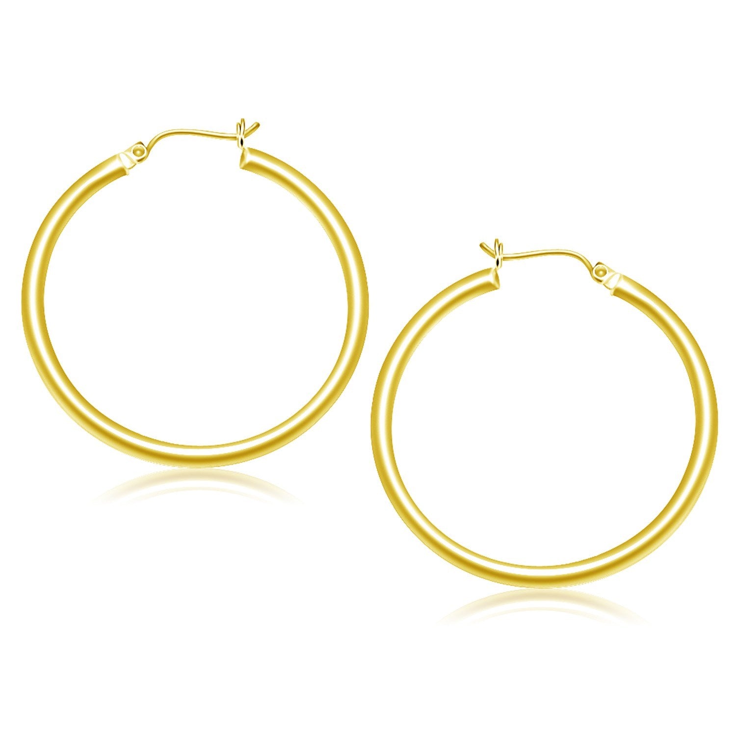 10k Yellow Gold Polished Hoop Earrings (40 mm)-Teresa&#39;s Fashionista LLC