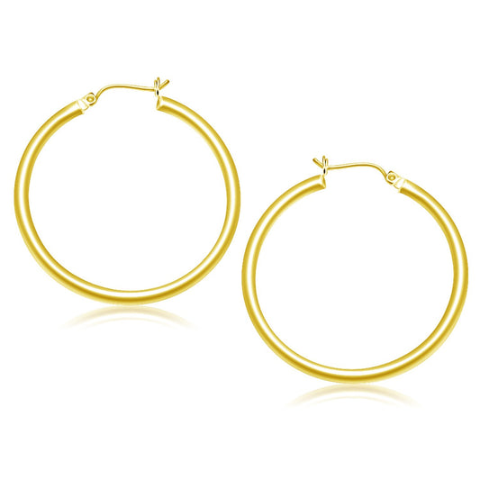 10k Yellow Gold Polished Hoop Earrings (40 mm)-Teresa&#39;s Fashionista LLC