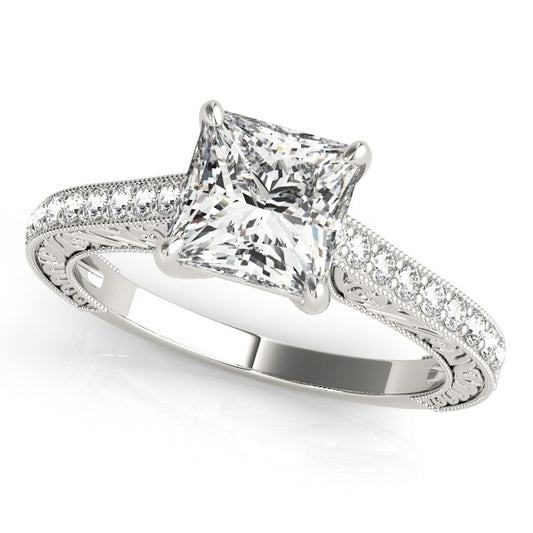 14k White Gold Princess Cut Diamond Engagement Ring (1 1/4 cttw) - Teresa's Fashionista LLC