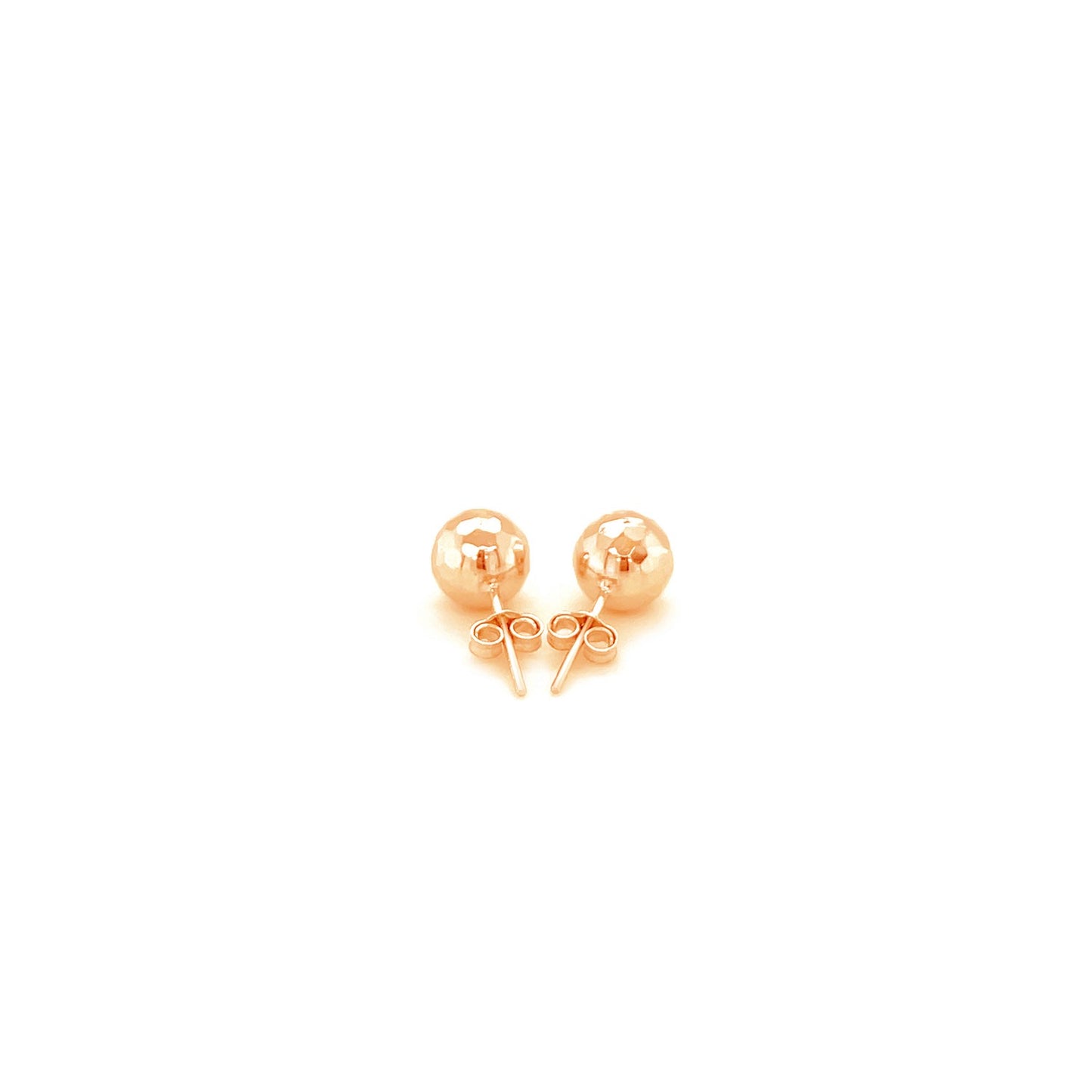 14k Rose Gold Ball Earrings with Faceted Texture-Teresa&#39;s Fashionista LLC