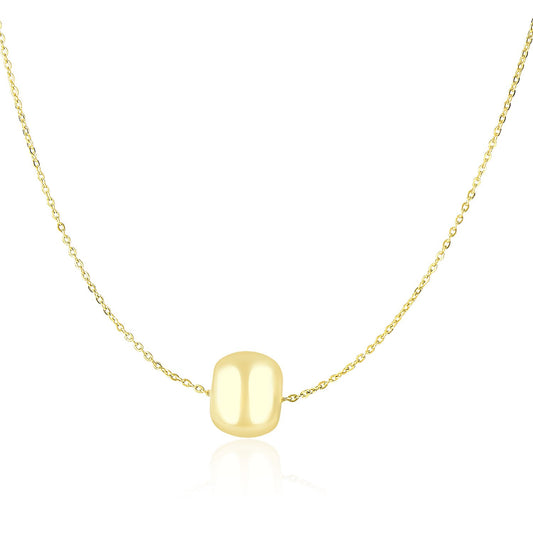 14k Yellow Gold Necklace with Shiny Barrel Bead Charm-Teresa&#39;s Fashionista LLC