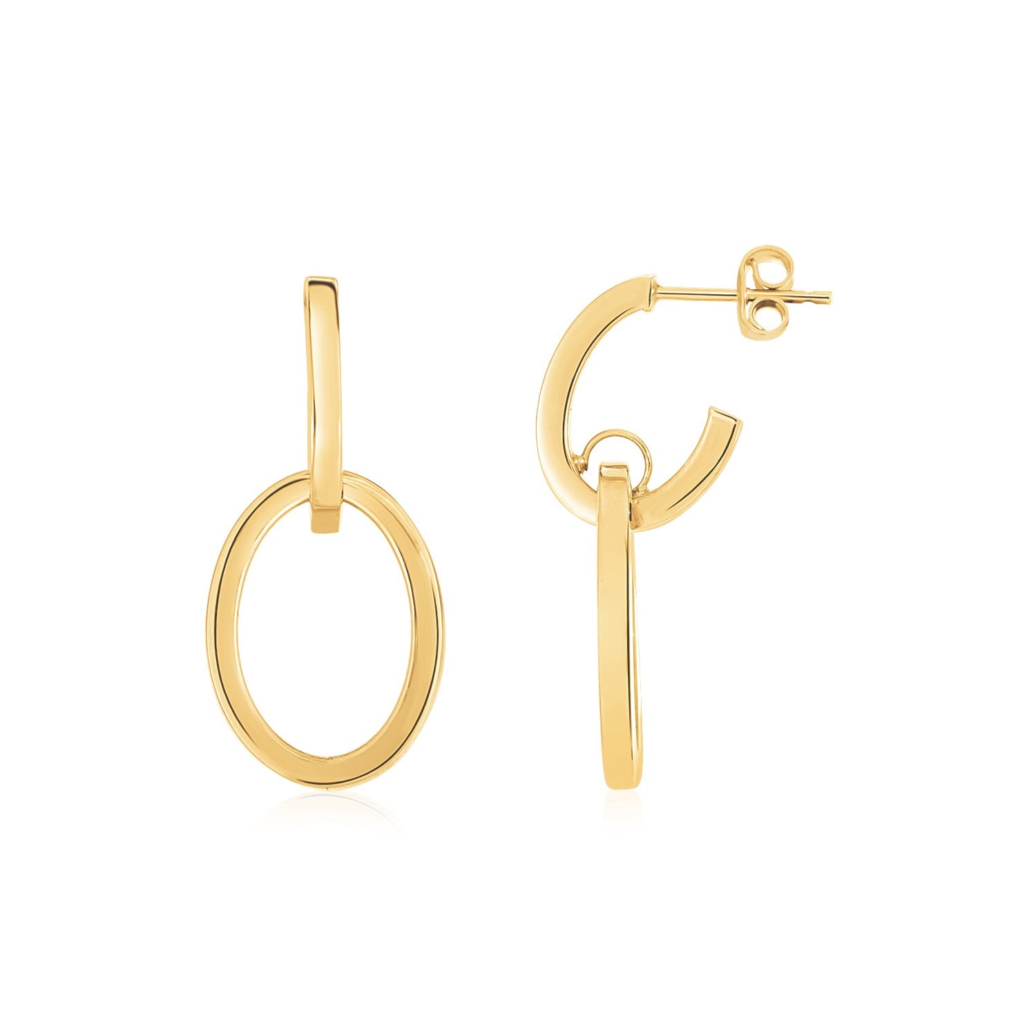 14K Yellow Gold Interlocking Drop Hoop Earrings-Teresa&#39;s Fashionista LLC