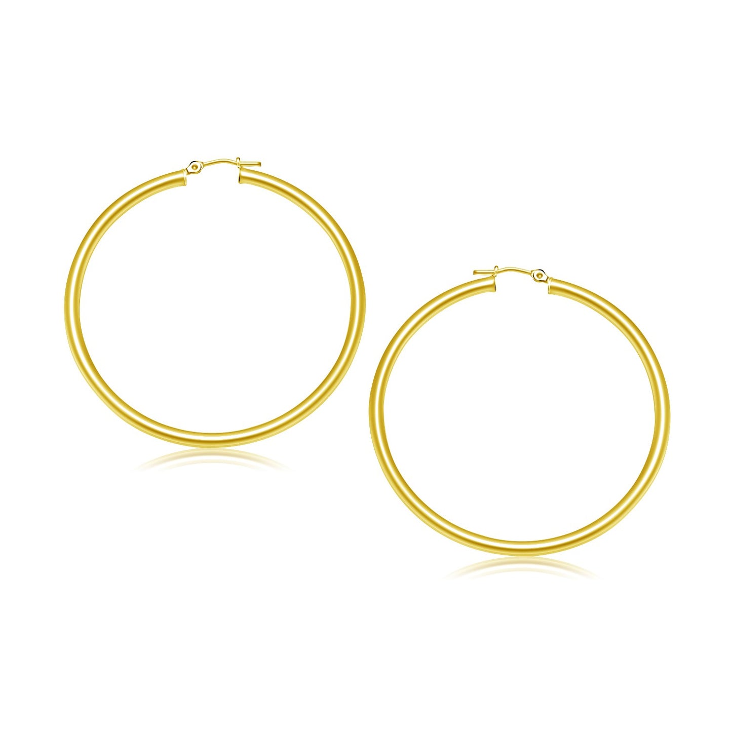 10k Yellow Gold Polished Hoop Earrings (30 mm)-Teresa&#39;s Fashionista LLC