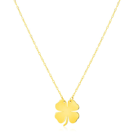 14K Yellow Gold Four Leaf Clover Necklace-Teresa&#39;s Fashionista LLC