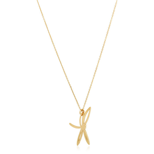 14k Yellow Gold High Polish Dragonfly Necklace-Teresa&#39;s Fashionista LLC