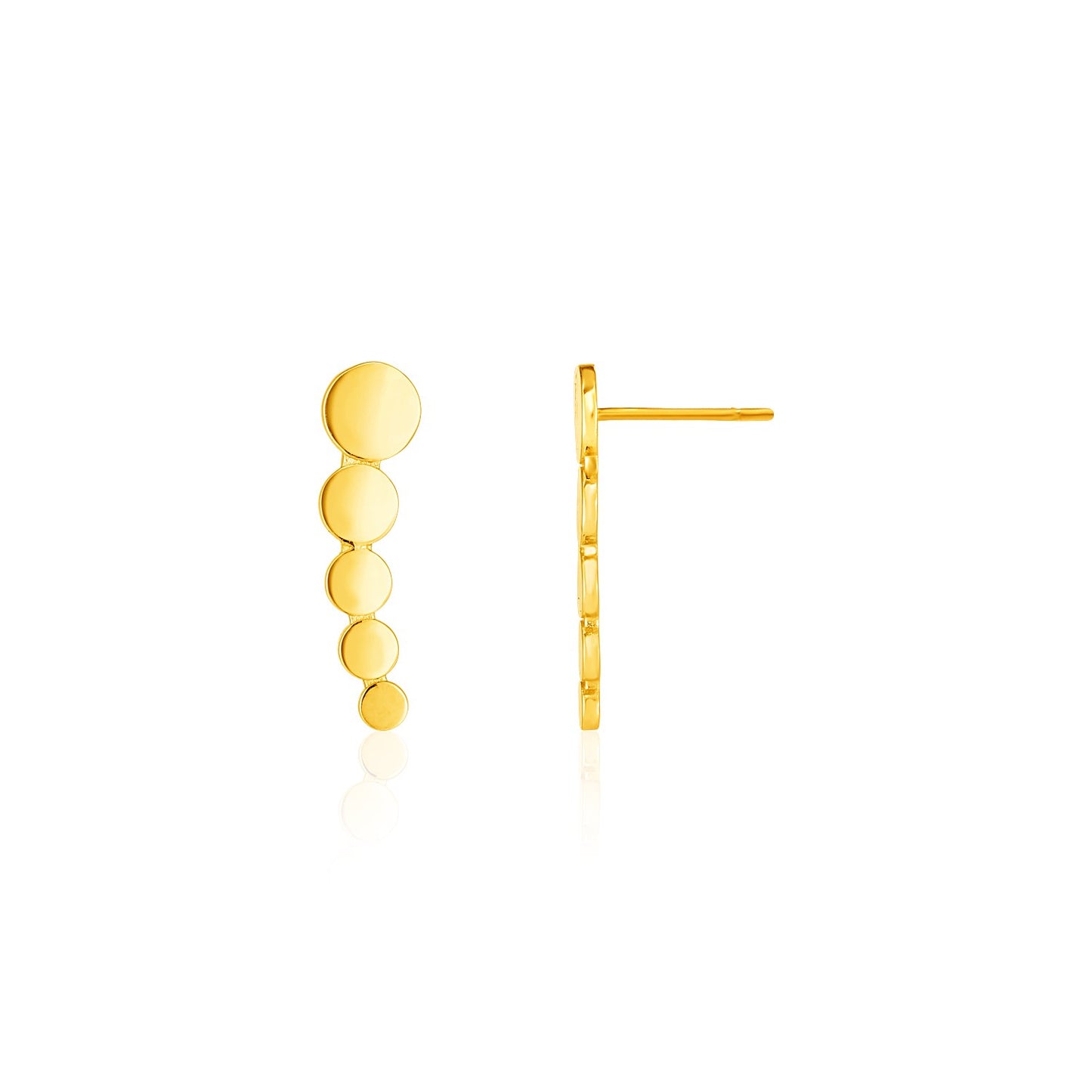 14k Yellow Gold Graduated Circles Climber Post Earrings-Teresa&#39;s Fashionista LLC