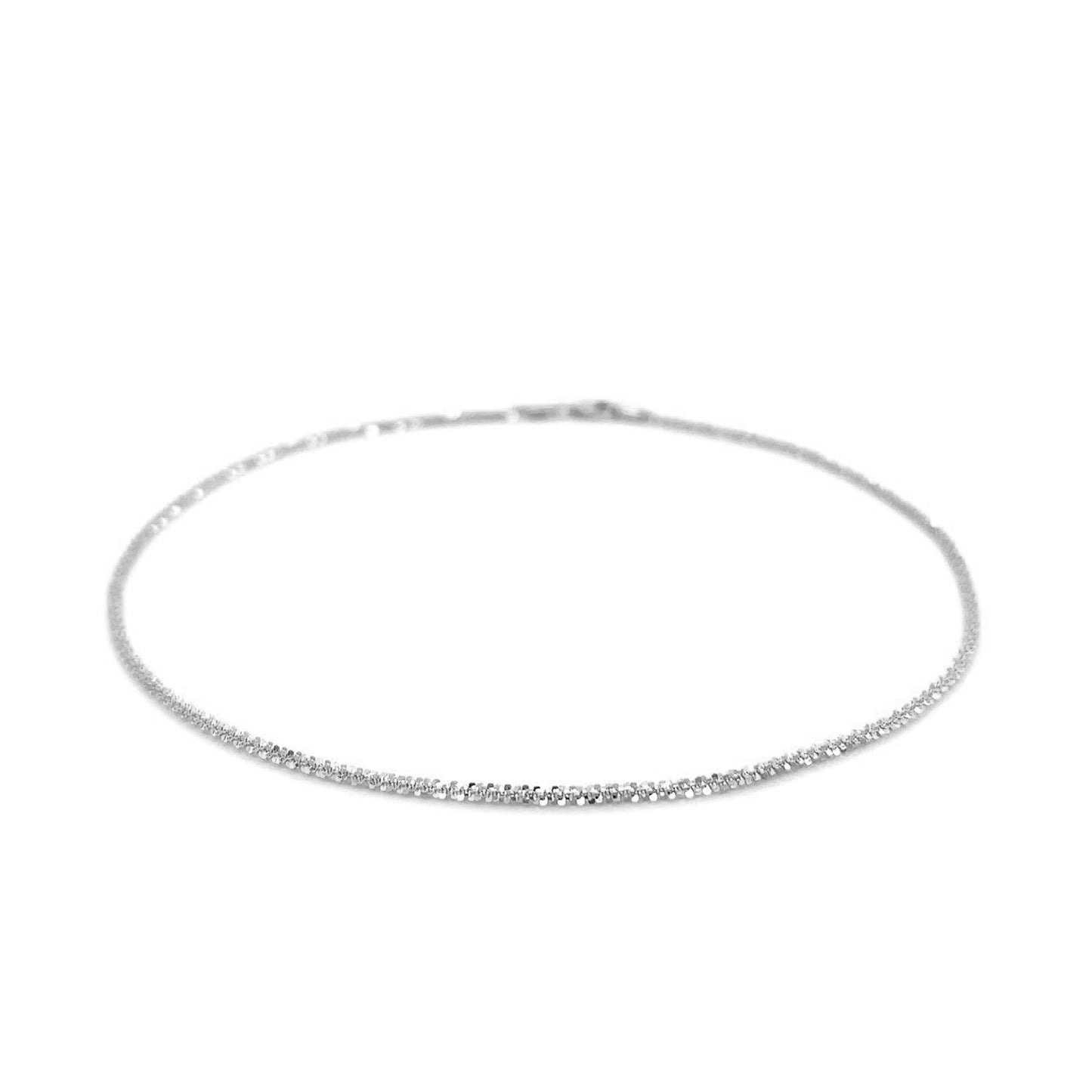 10k White Gold Sparkle Anklet 1.5mm-Teresa&#39;s Fashionista LLC