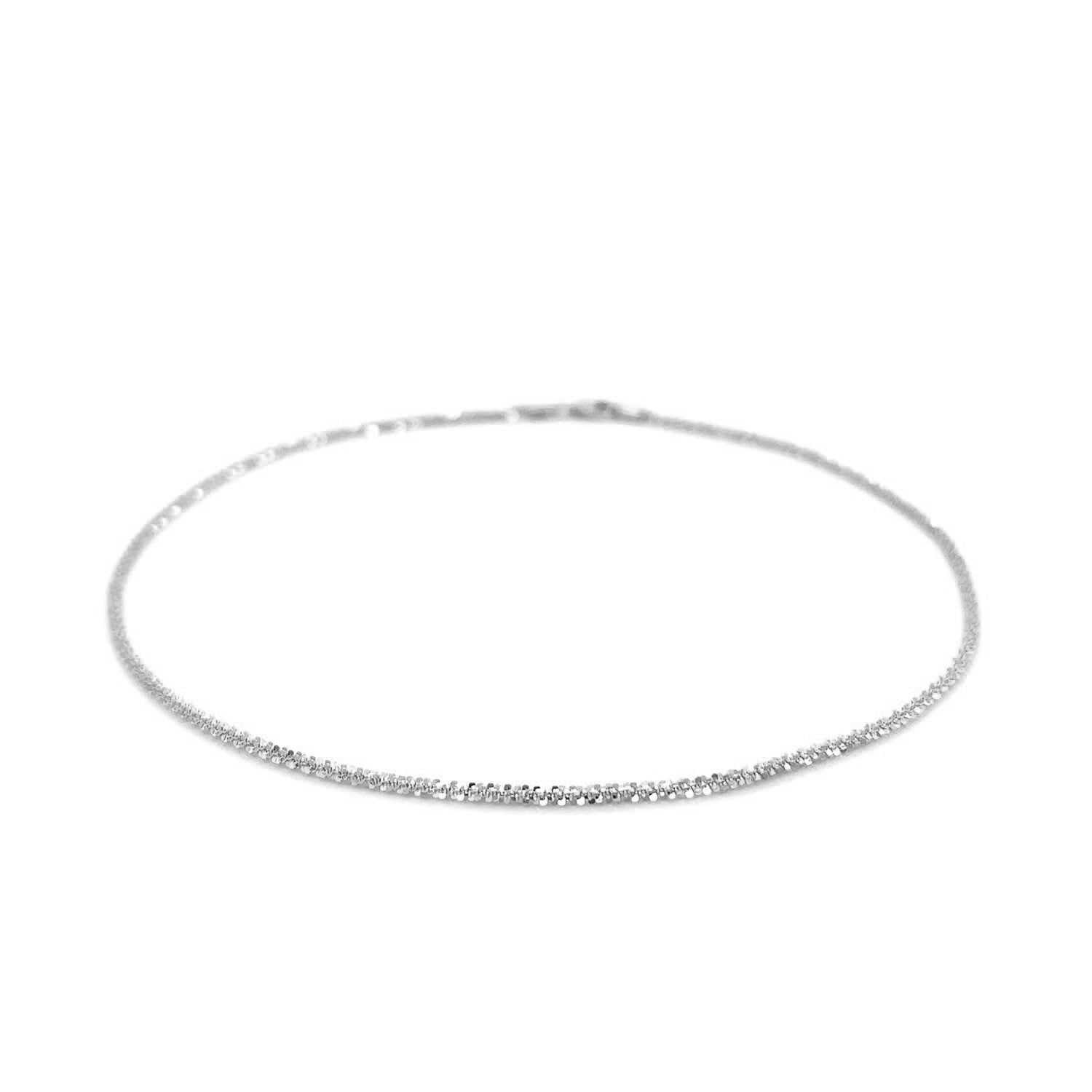 10k White Gold Sparkle Anklet 1.5mm-Teresa&#39;s Fashionista LLC