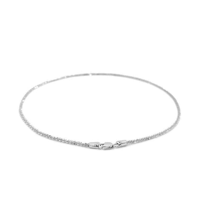 10k White Gold Sparkle Anklet 1.5mm-Teresa&#39;s Fashionista LLC