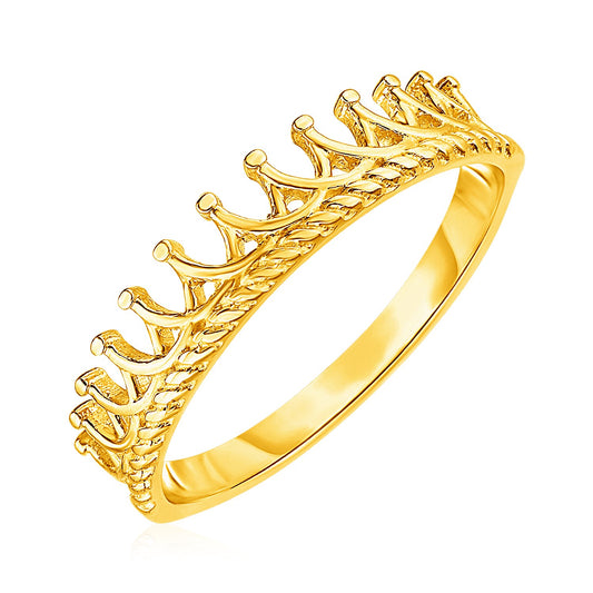 14k Yellow Gold Crown Motif Ring - Teresa's Fashionista LLC