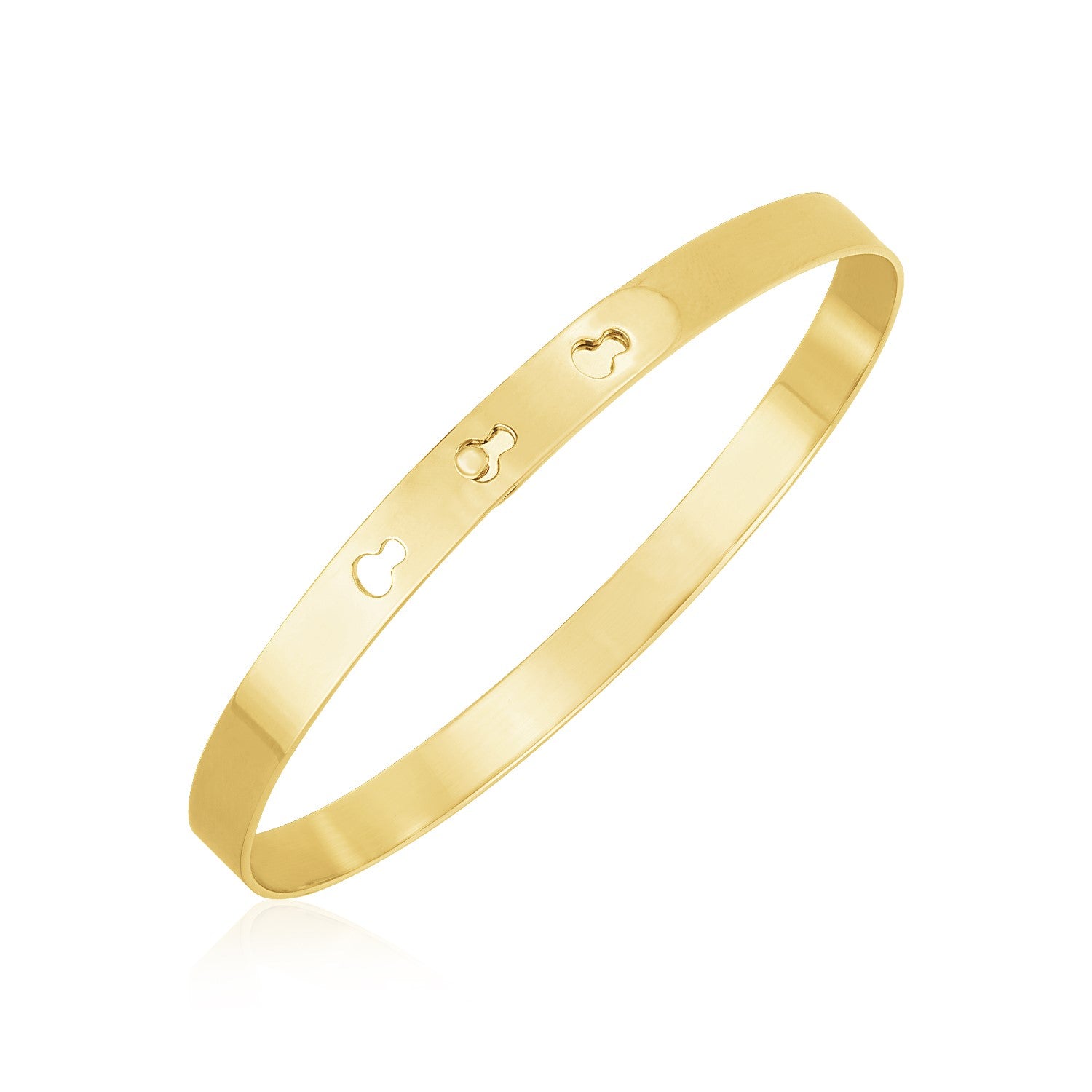 14k Yellow Gold High Polish Keyhole Clasp Bangle (6mm)-Teresa&#39;s Fashionista LLC