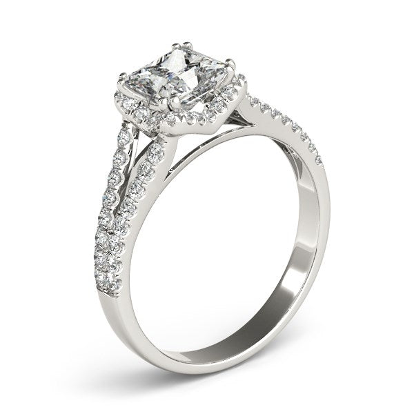 14k White Gold Princes Cut Halo Split Shank Diamond Engagement Ring (2 cttw)-Teresa&#39;s Fashionista LLC