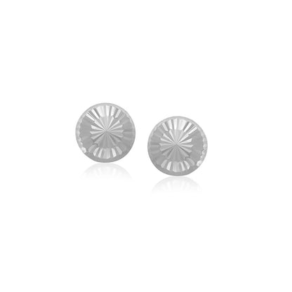 14k White Gold Textured Flat Style Stud Earrings-Teresa&#39;s Fashionista LLC