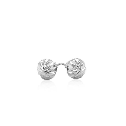 14k White Gold Textured Flat Style Stud Earrings-Teresa&#39;s Fashionista LLC