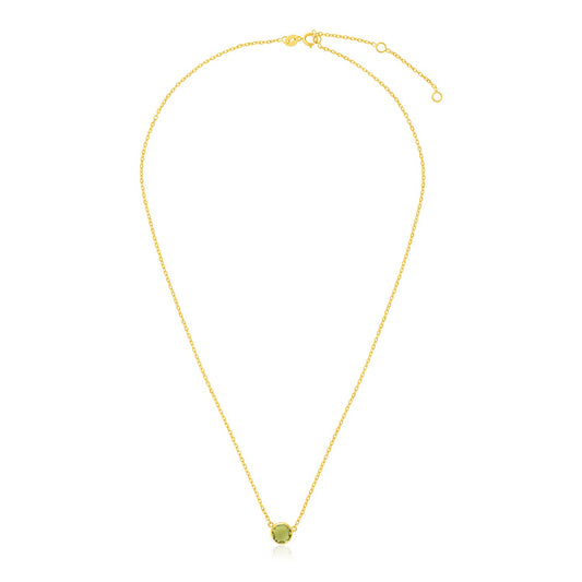 14k Yellow Gold 17 inch Necklace with Round Peridot-Teresa&#39;s Fashionista LLC