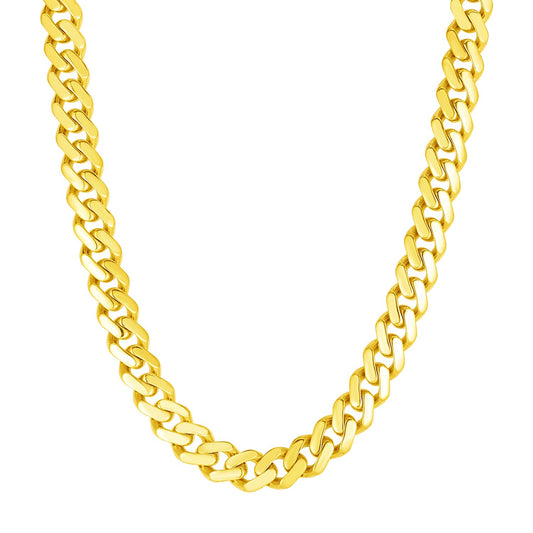 14k Yellow Gold 22 inch Polished Curb Chain Necklace-Teresa&#39;s Fashionista LLC