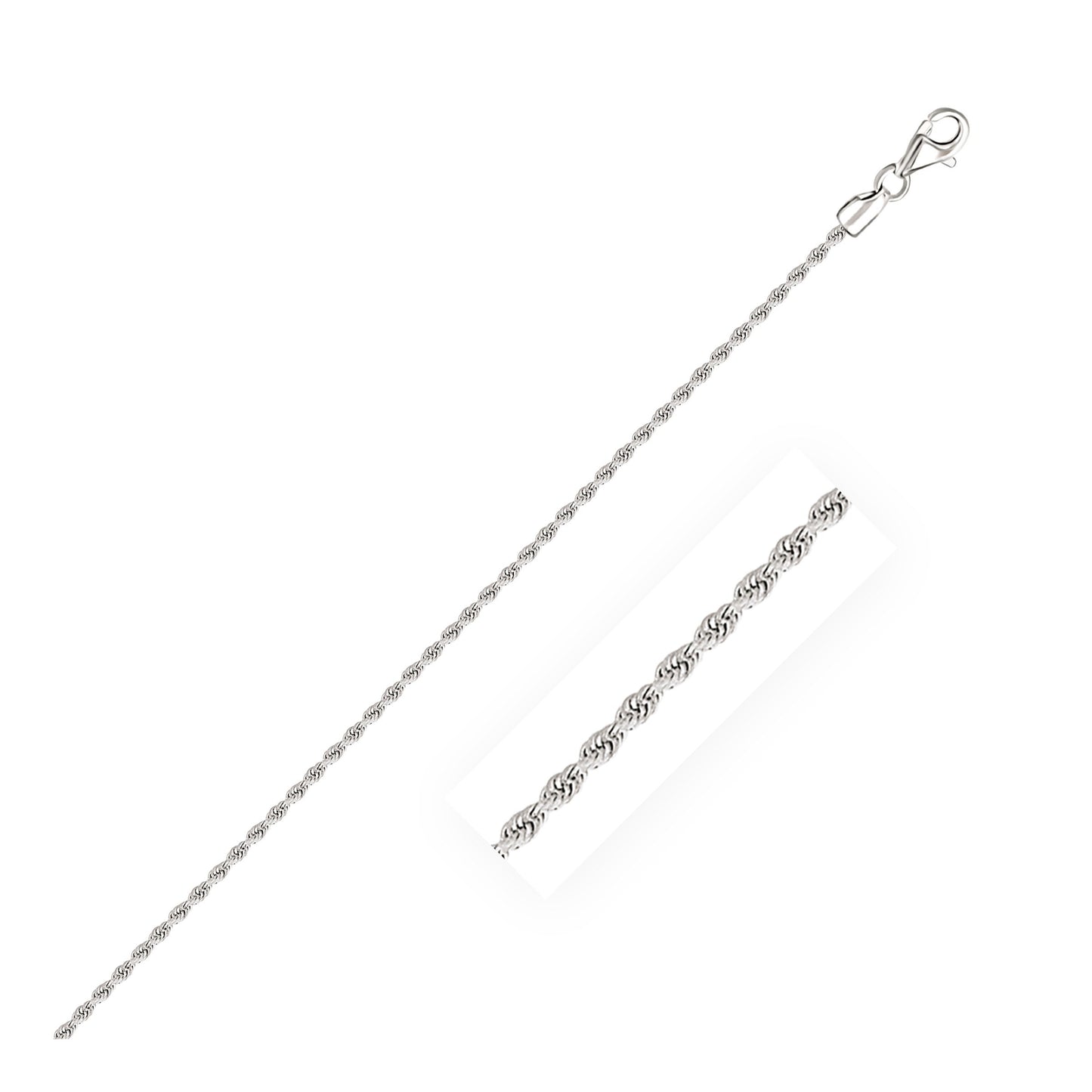 2.0mm 14k White Gold Diamond Cut Rope Anklet-Teresa&#39;s Fashionista LLC