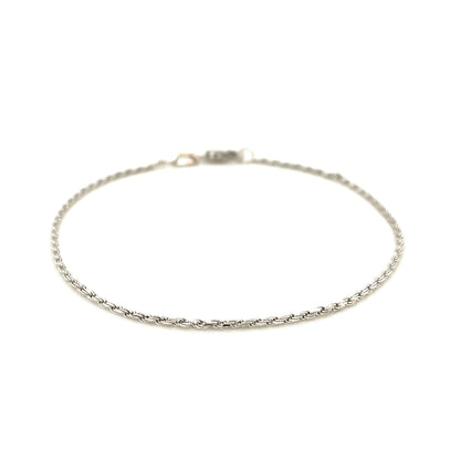 2.0mm 14k White Gold Diamond Cut Rope Anklet-Teresa&#39;s Fashionista LLC