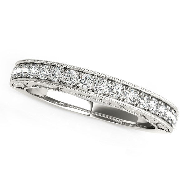 14k White Gold Antique Prong Set Diamond Wedding Ring (1/3 cttw)-Teresa&#39;s Fashionista LLC