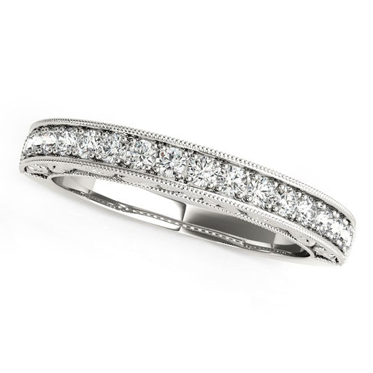 14k White Gold Antique Prong Set Diamond Wedding Ring (1/3 cttw) - Teresa's Fashionista LLC