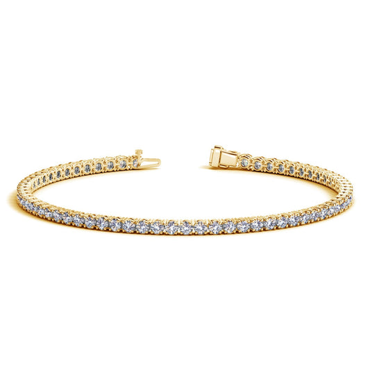 Lab Grown Round Diamond Tennis Bracelet in 14k Yellow Gold (3 cctw F/G  VS2/SI1) - Teresa's Fashionista LLC