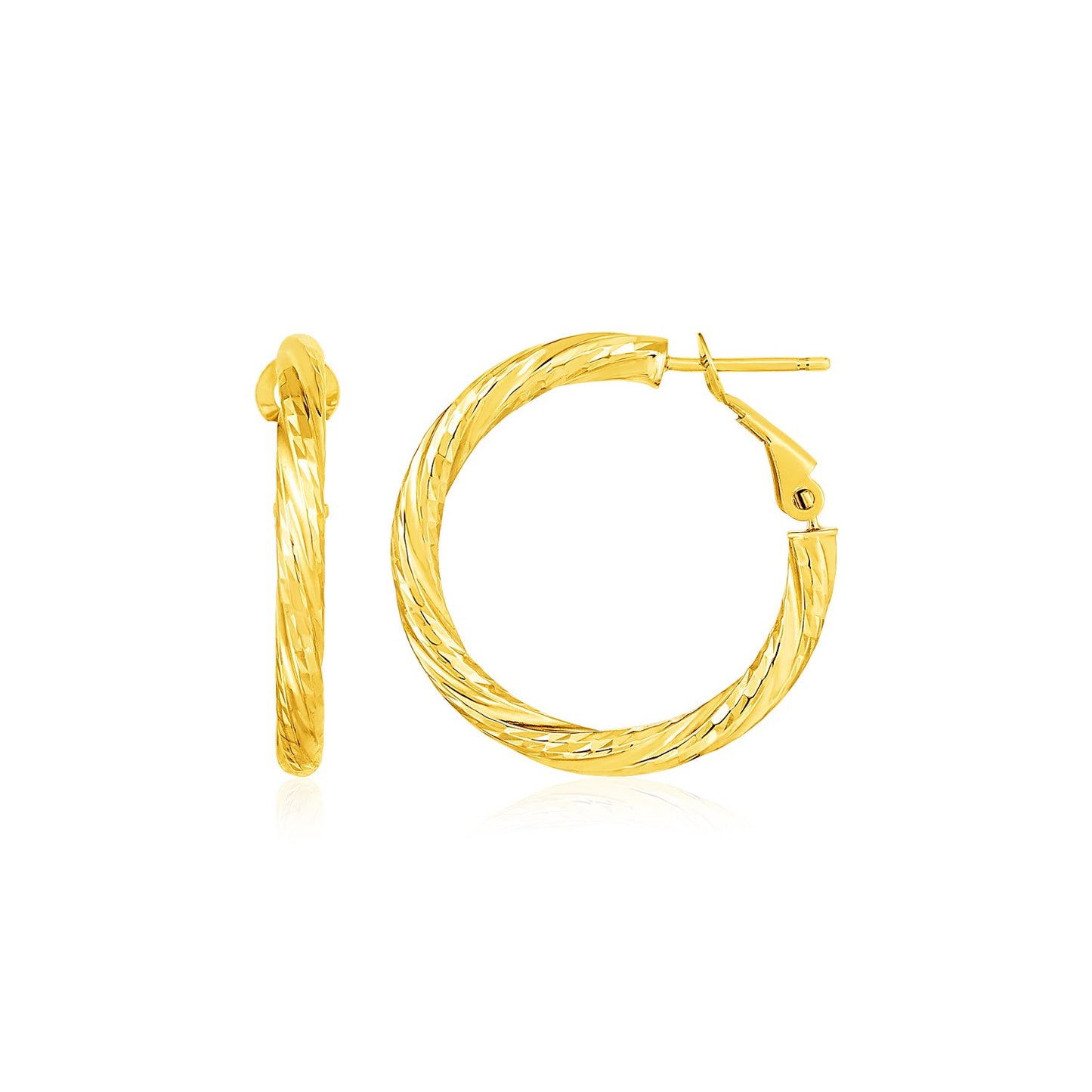 14k Yellow Gold Petite Twisted Round Hoop Earrings-Teresa&#39;s Fashionista LLC