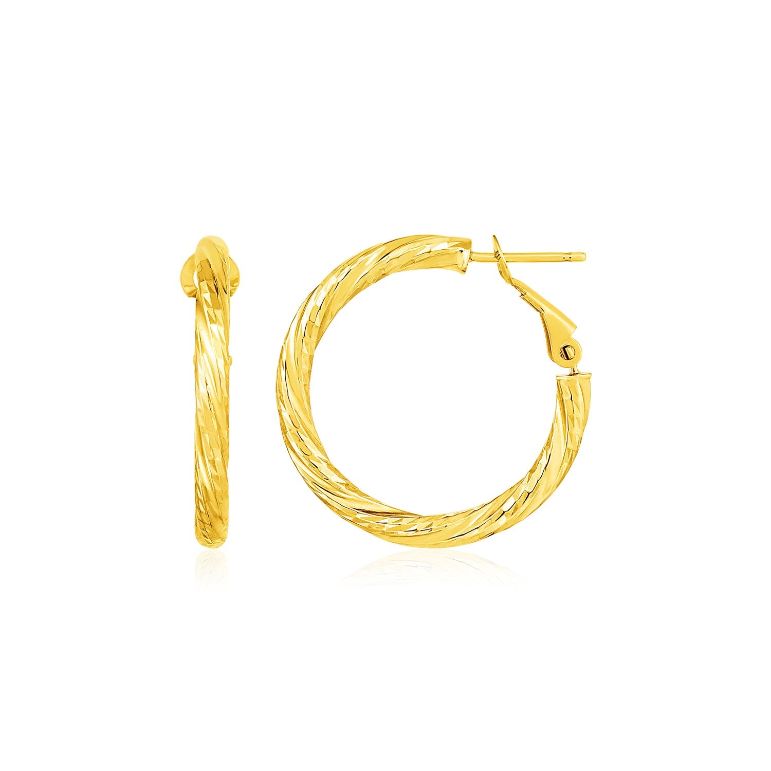 14k Yellow Gold Petite Twisted Round Hoop Earrings-Teresa&#39;s Fashionista LLC