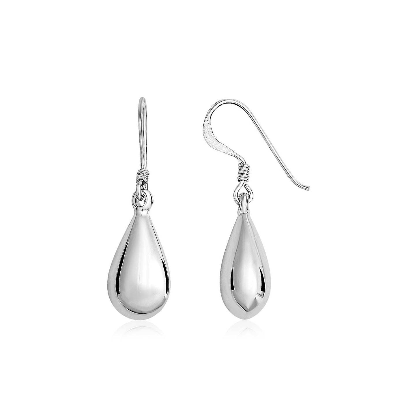 Sterling Silver Polished Puffed Teardrop Dangle Earrings-Teresa&#39;s Fashionista LLC