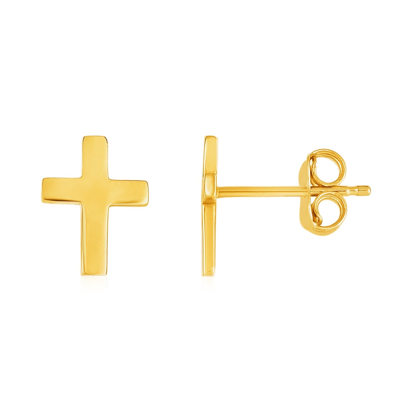 14k Yellow Gold Post Earrings with Crosses-Teresa&#39;s Fashionista LLC