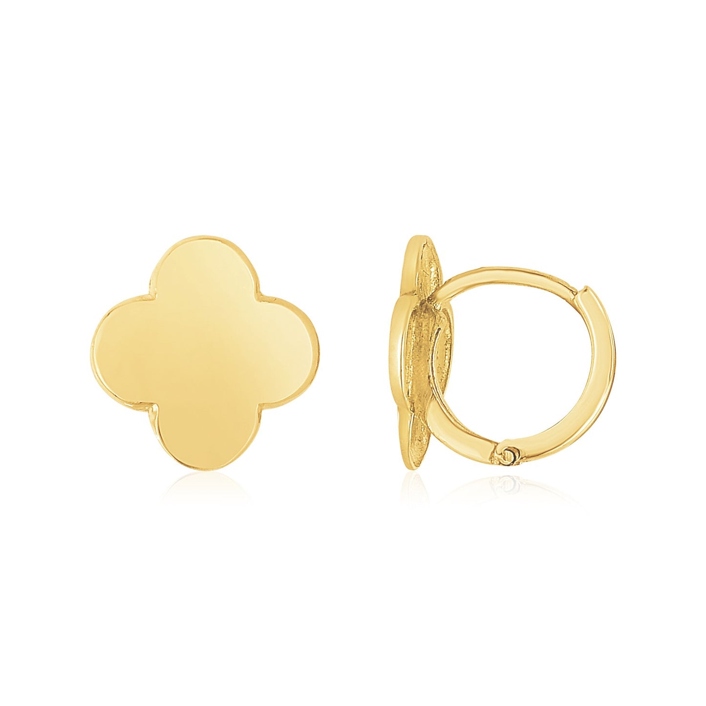 14K Yellow Gold Polished Clover Stud Earrings-Teresa&#39;s Fashionista LLC