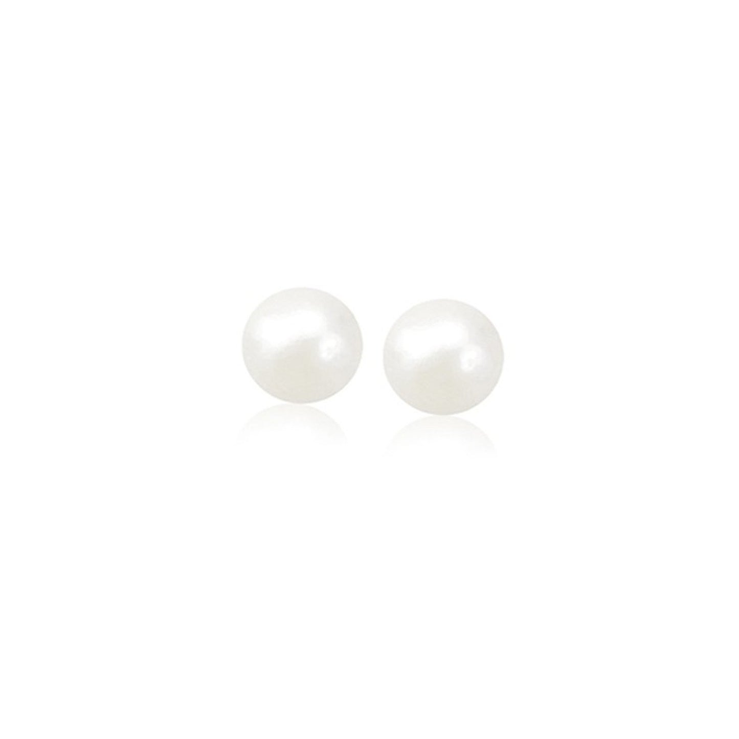 14k Yellow Gold Freshwater Cultured White Pearl Stud Earrings (4.0 mm)-Teresa&#39;s Fashionista LLC