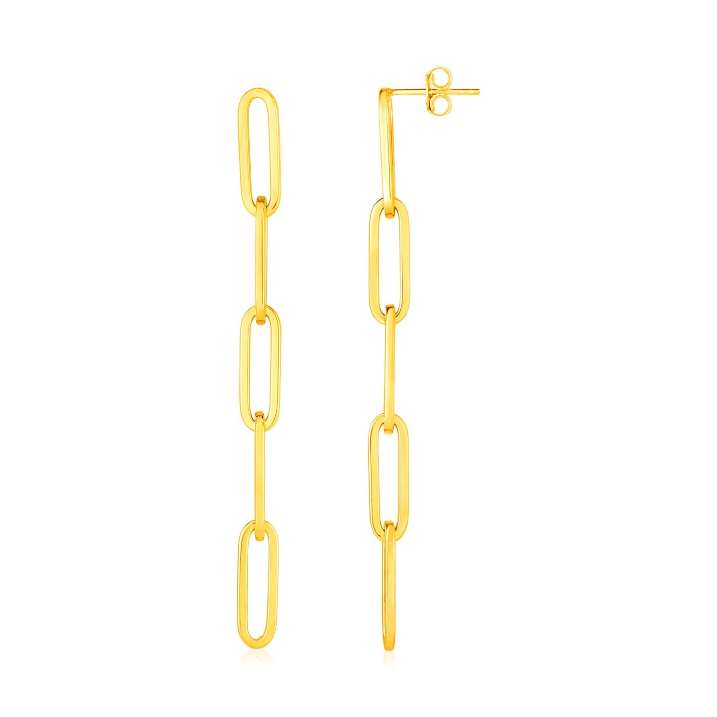 14K Yellow Gold Five Link Paperclip Chain Earrings-Teresa&#39;s Fashionista LLC