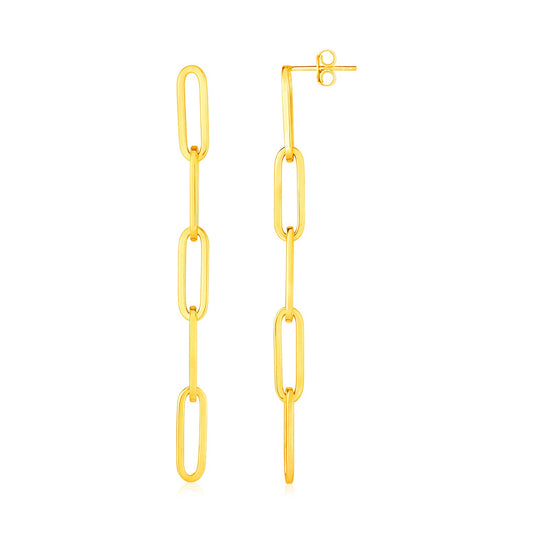 14K Yellow Gold Five Link Paperclip Chain Earrings-Teresa&#39;s Fashionista LLC